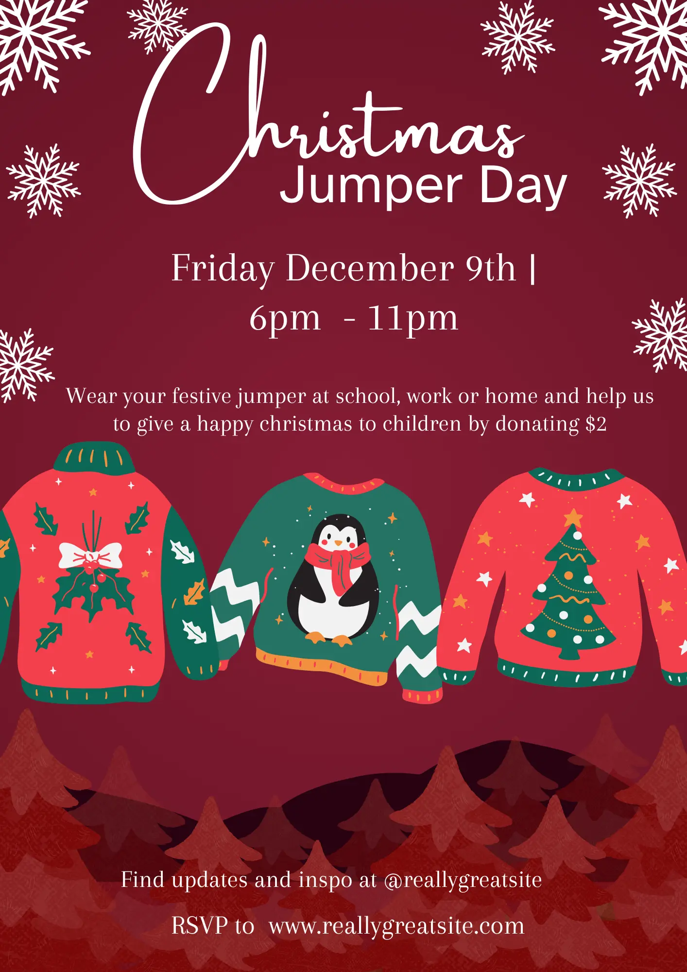 Christmas Jumper Day Invitation Template | Ugly Sweater Christmas Party Invite - CreativeRino