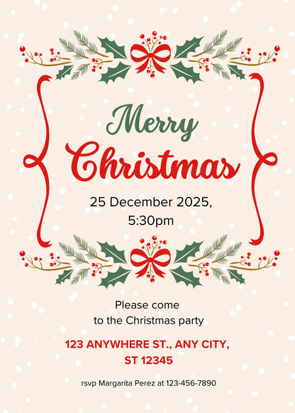 Merry Christmas Party Invitation Template - CreativeRino