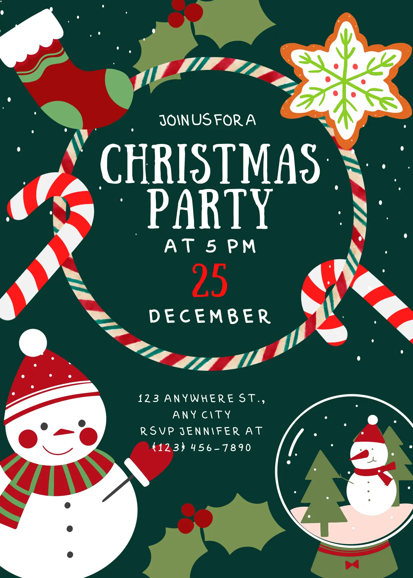 Snowman Christmas Party Invitation Template - CreativeRino