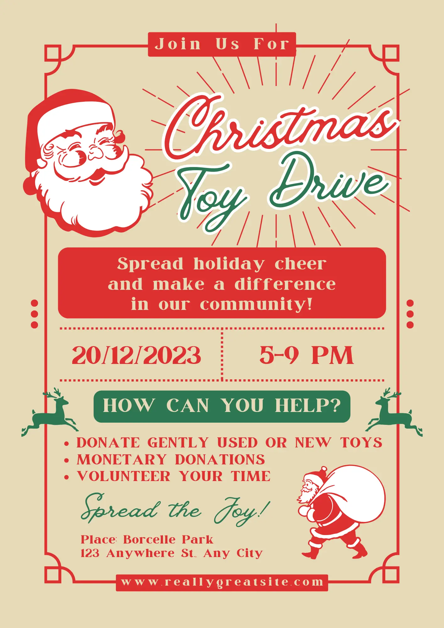 Christmas Toy Drive Flyer Template | Toy Drive Invitation - CreativeRino