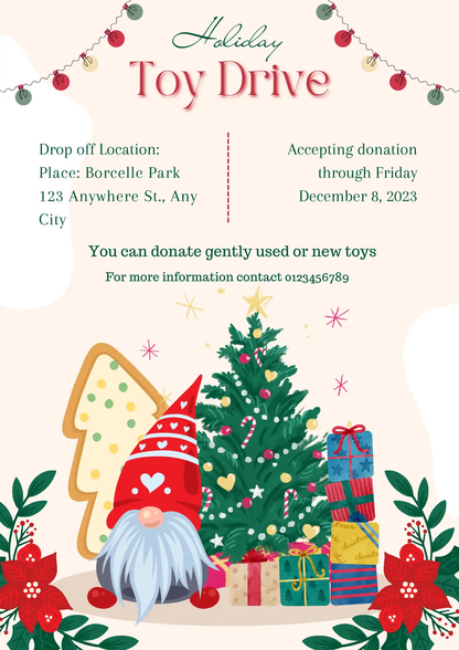Christmas Toy Drive Flyer Template | Holiday Toy Drive Invitation - CreativeRino