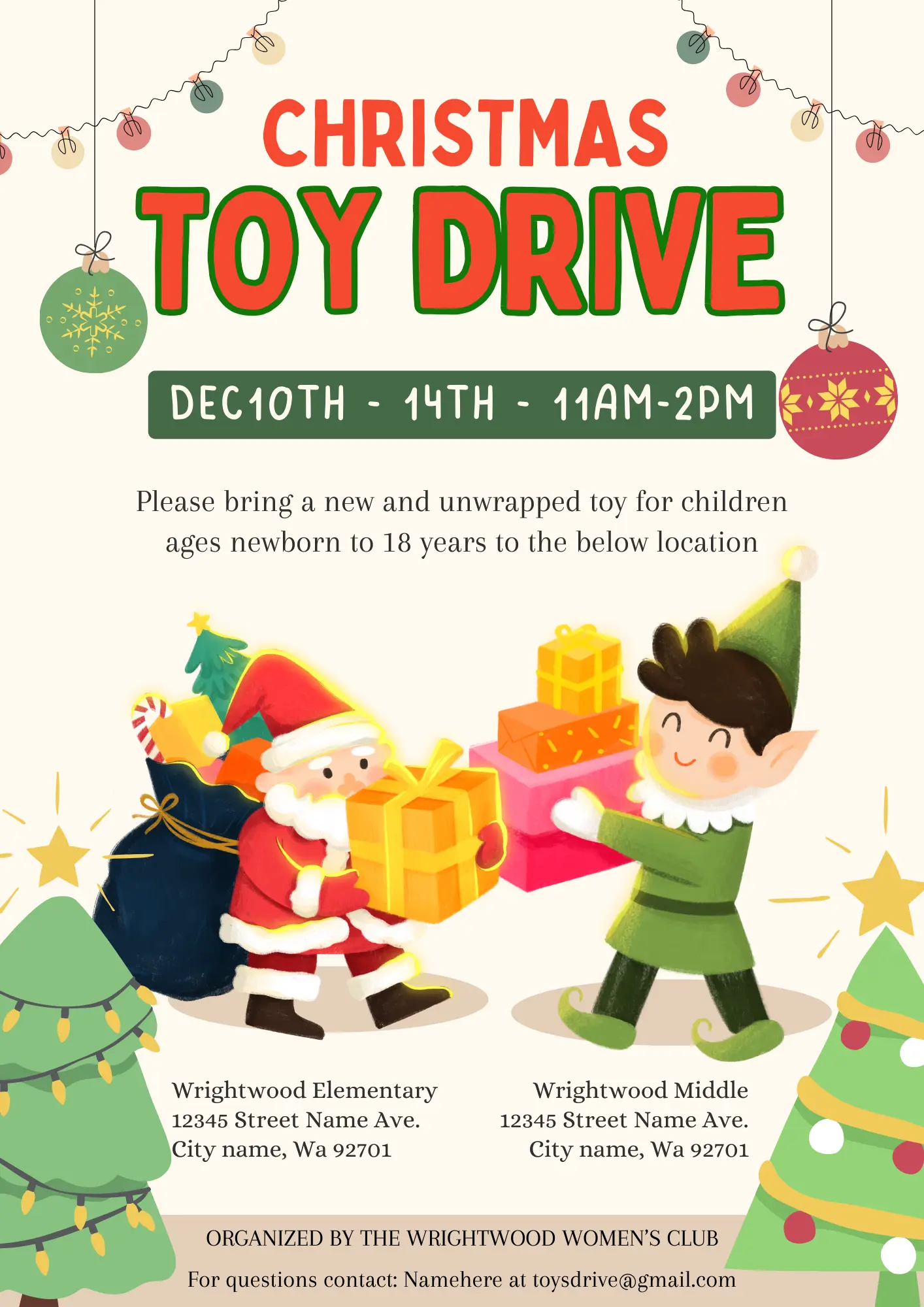 Christmas Toy Drive Flyer Template | Toy Drive Invitation - CreativeRino