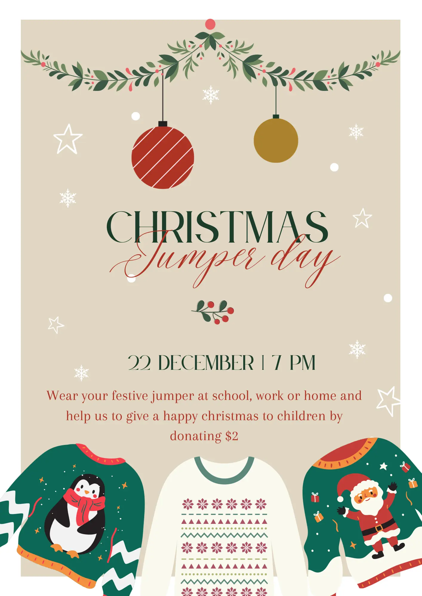 Christmas Jumper Day Invitation Template | Ugly Sweater Christmas Party Invite - CreativeRino