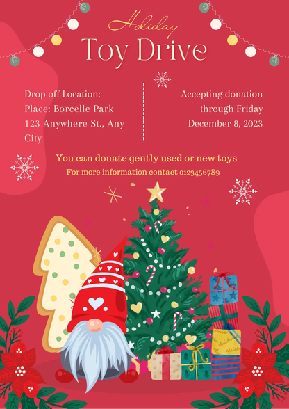 Christmas Toy Drive Flyer Template | Holiday Toy Drive Invitation - CreativeRino