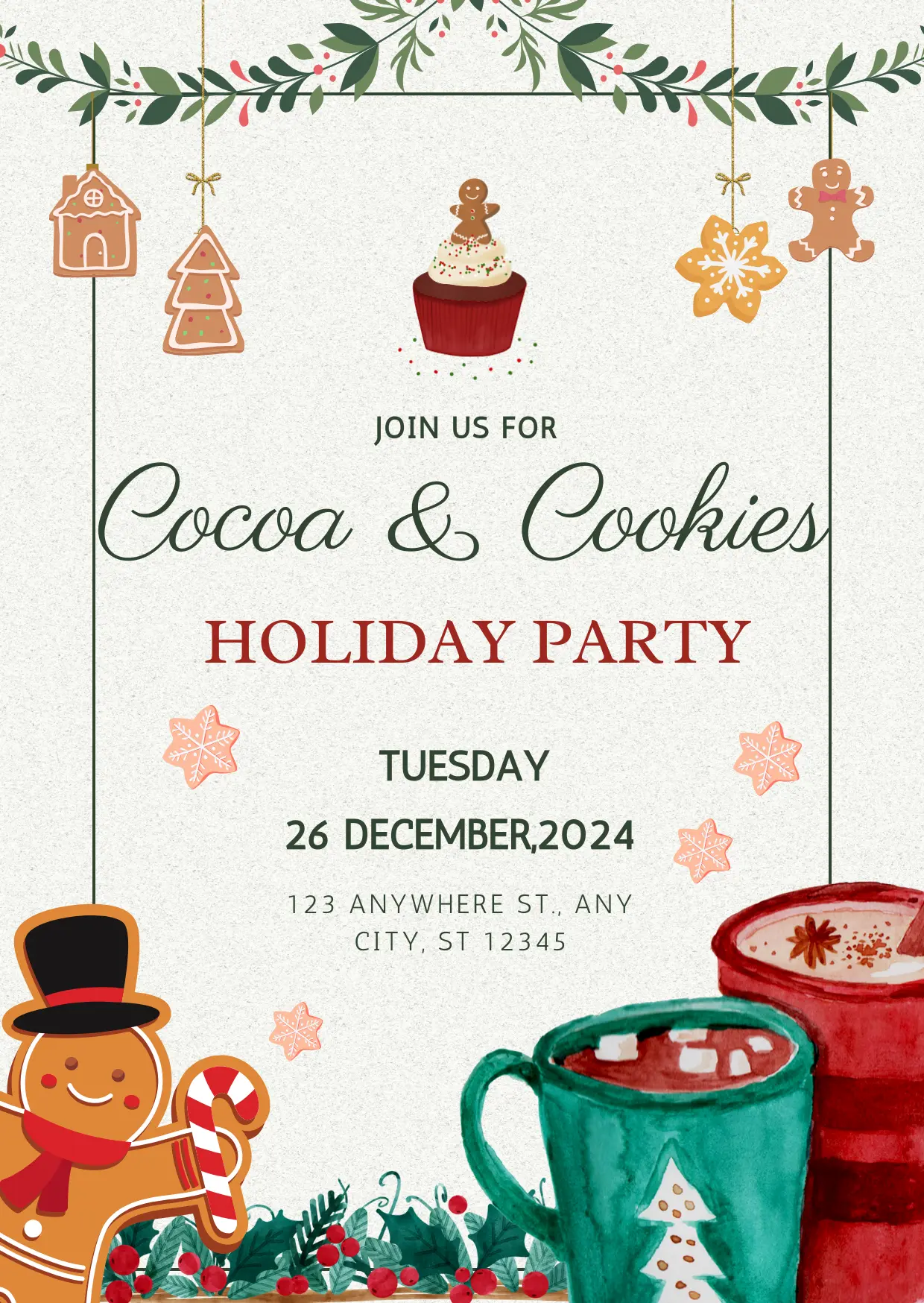 Cocoa and Cookies Christmas Invitation Template - CreativeRino