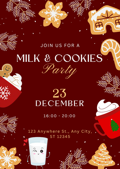 Milk and Cookies Christmas Invitation Template - CreativeRino