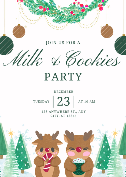 Milk and Cookies Christmas Invitation Template - CreativeRino