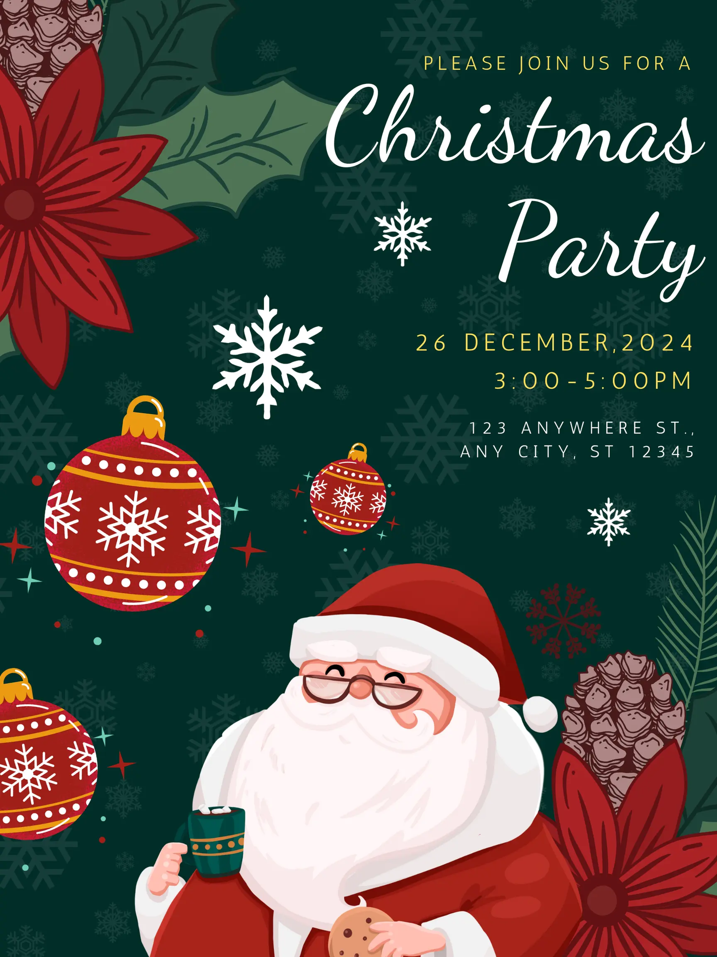 Santa Claus Christmas Party Invitation Template - CreativeRino