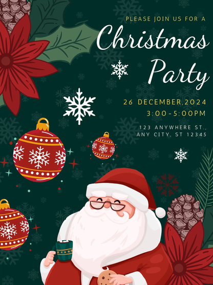 Santa Claus Christmas Party Invitation Template - CreativeRino