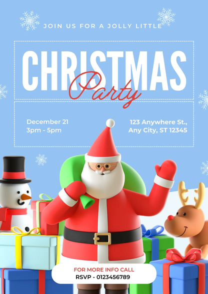 Santa Claus Christmas Party Invitation Template - CreativeRino