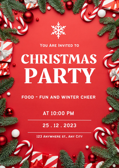Peppermint Christmas Party Invitation Template - CreativeRino