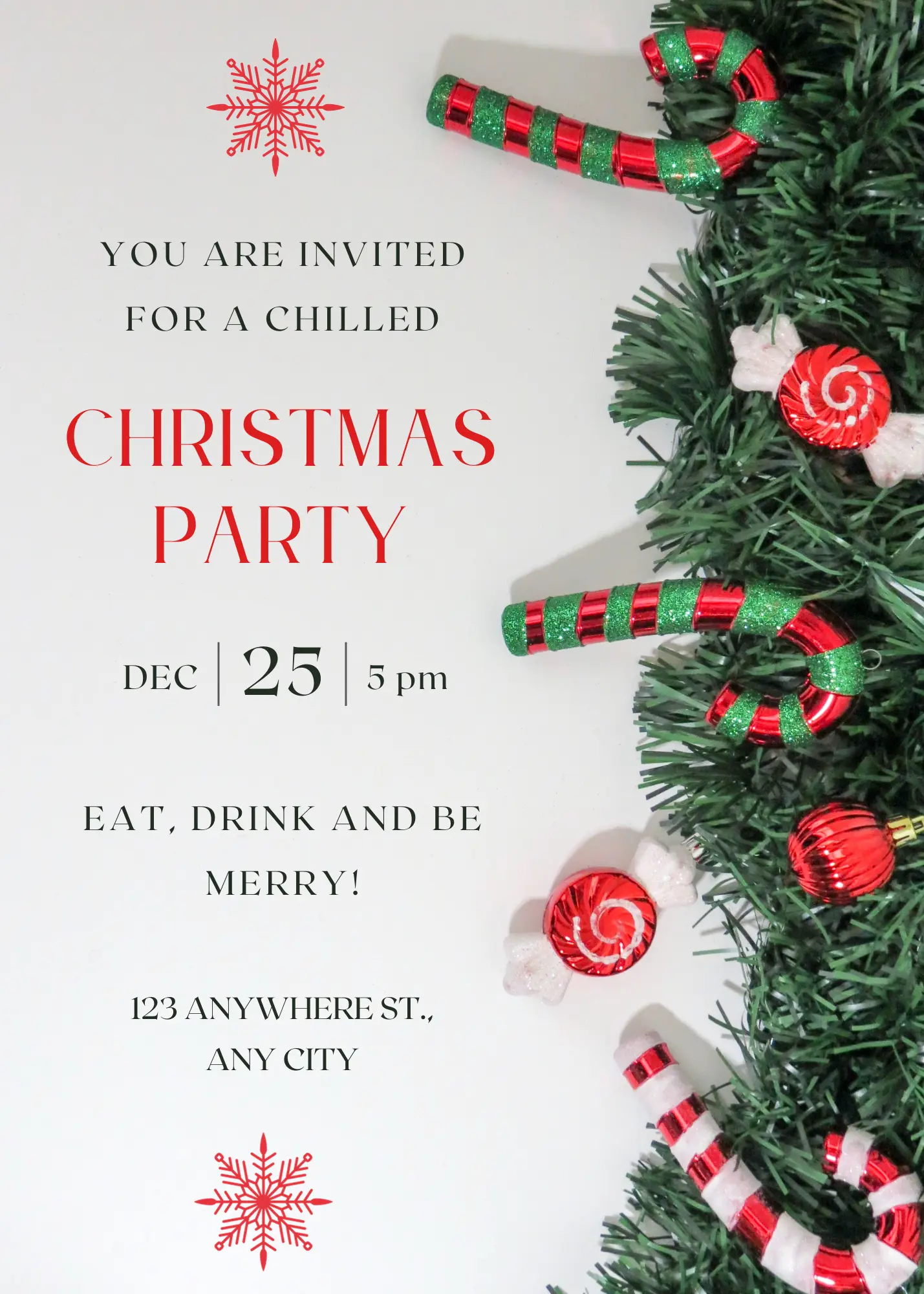 Peppermint Christmas Party Invitation Template - CreativeRino