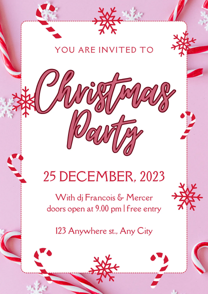 Peppermint Christmas Party Invitation Template - CreativeRino