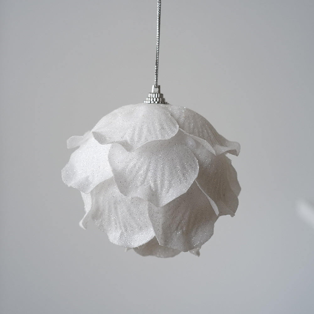 Elegant White Petal Christmas Ball Ornament | Sparkling Foam Decoration for Winter Wonderland Christmas Tree eprolo