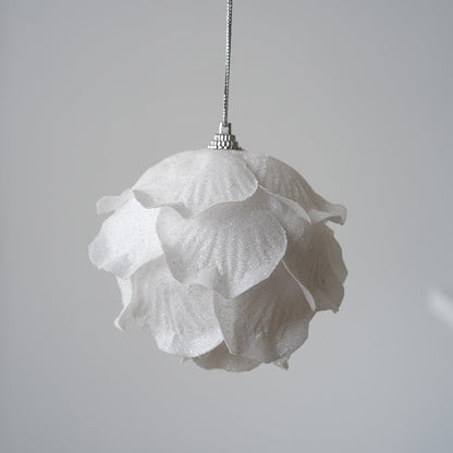 Elegant White Petal Christmas Ball Ornament | Sparkling Foam Decoration for Winter Wonderland Christmas Tree eprolo