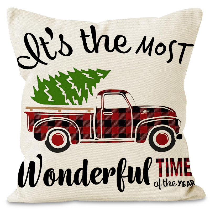 Christmas Dwarf (Gnome) Printed Pillow Cover | Linen Festive Cushion Case for Home Sofa Decoration eprolo