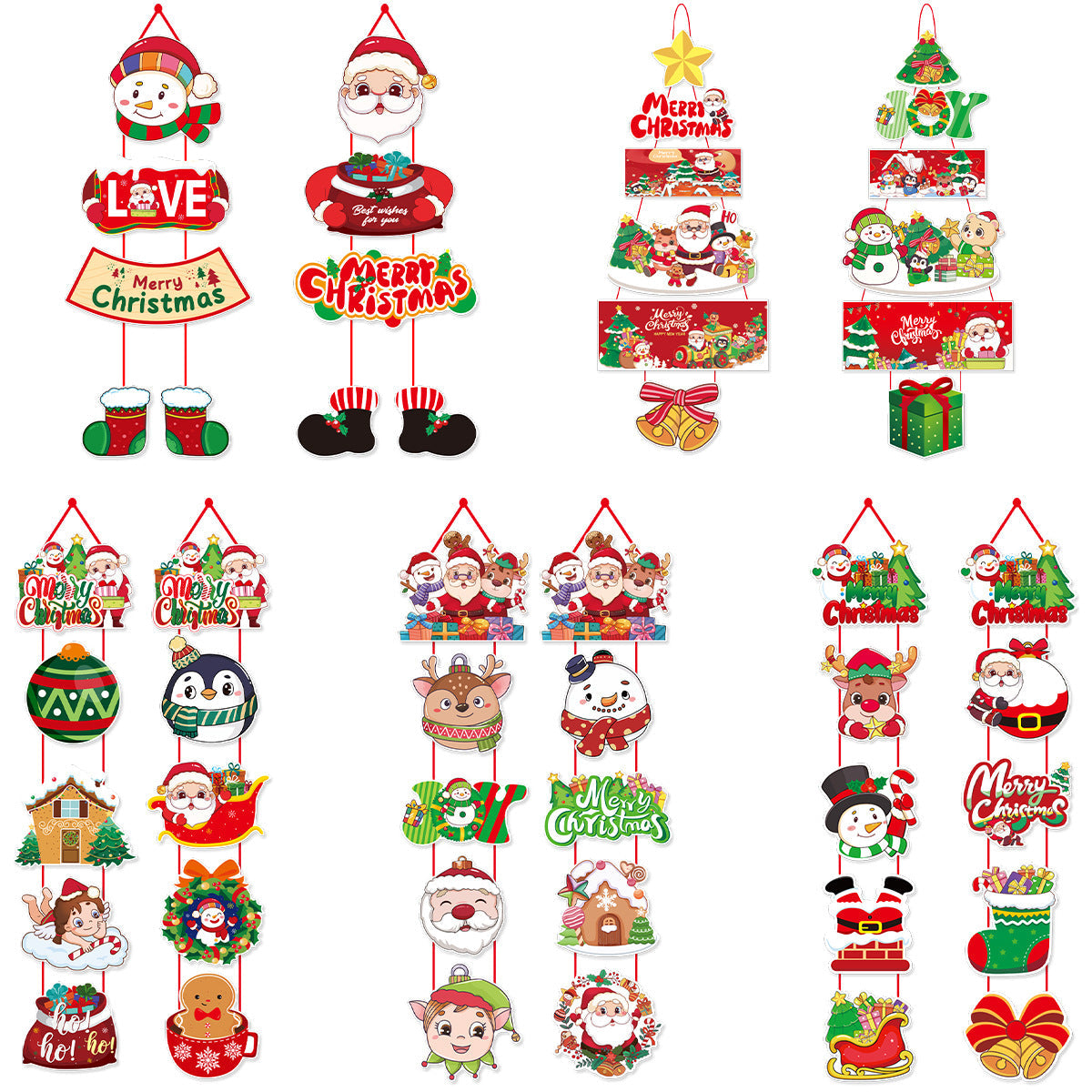 Santa & Snowman Christmas Door Banner Set | Festive Hanging Couplets & Party Decor eprolo