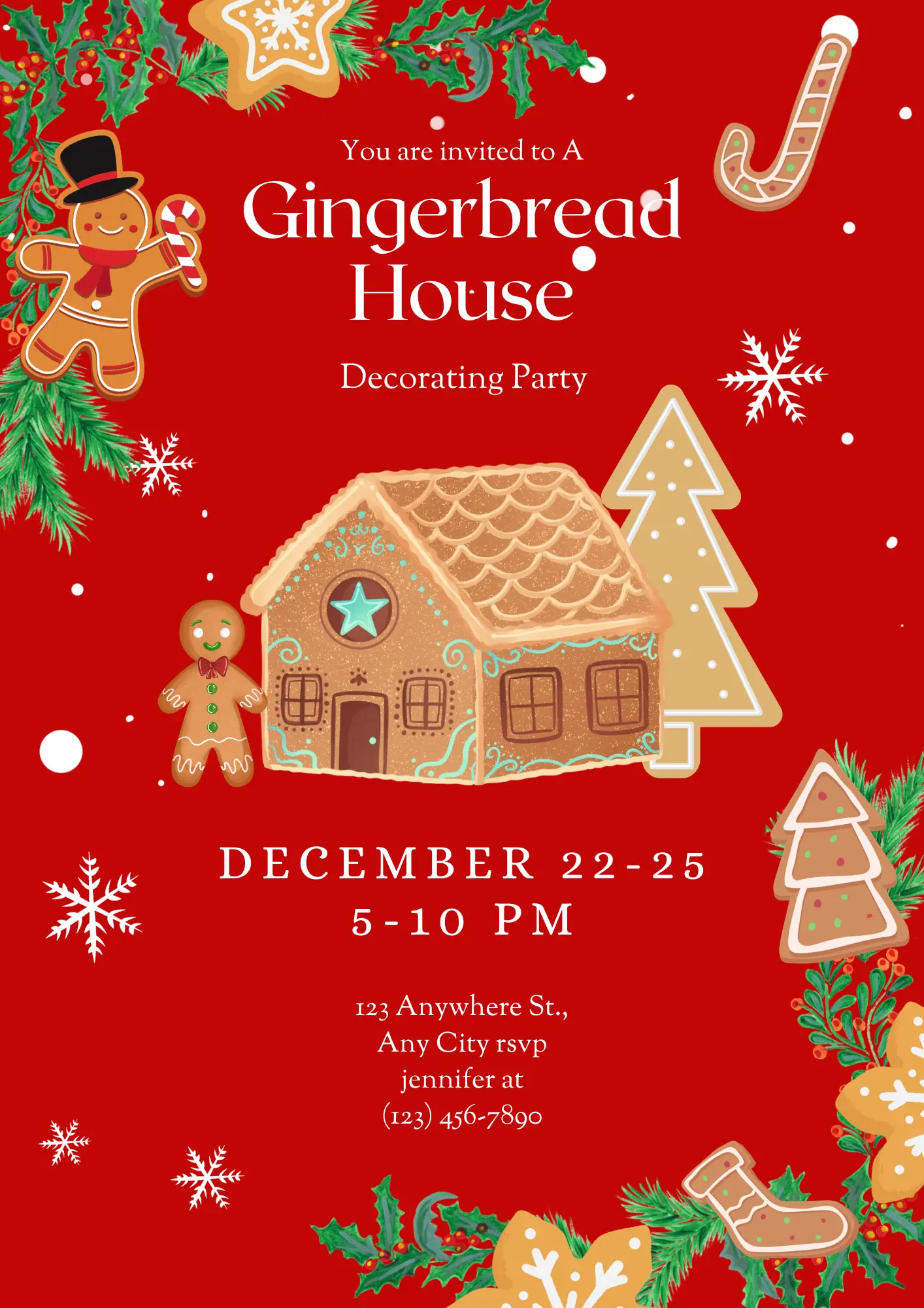 Gingerbread House Christmas Invitation Template - CreativeRino