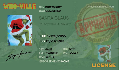 Who Ville Grinch License Template - CreativeRino