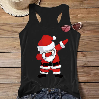 Women's Christmas Print Tank Top | Festive Racerback/Flowy Sleeveless Shirt | Tropical Holiday or Workout Top eprolo
