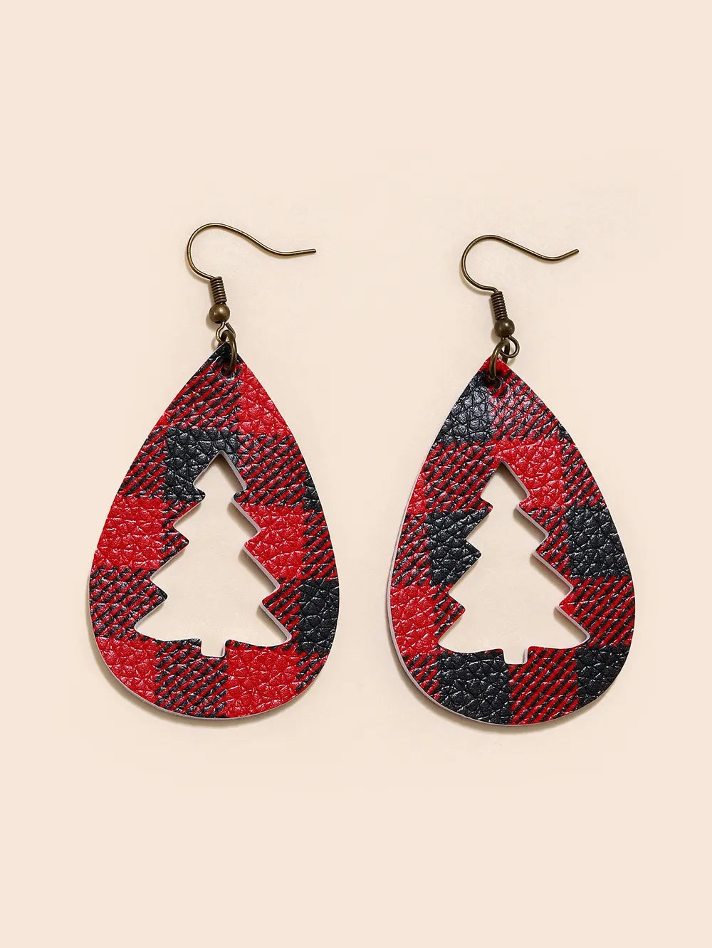 Laser Cut Faux Leather Christmas Tree Earrings | Lightweight Holiday Dangle Jewelry eprolo