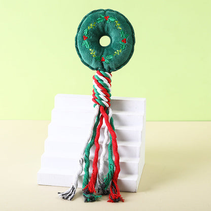 Durable Christmas Cotton Rope Plush Toy | Teeth Grinding Dog & Cat Festive Chew Toy eprolo