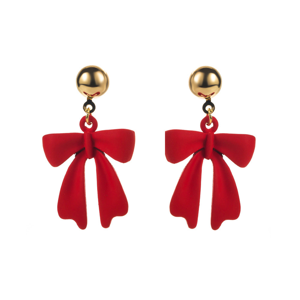 Asymmetric Christmas Ear Hooks | Simple Bell & Bow Drip Oil Earrings | Fashionable Female Holiday Jewelry eprolo
