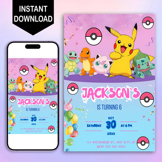 Pokemon Birthday Invitation Template - CreativeRino