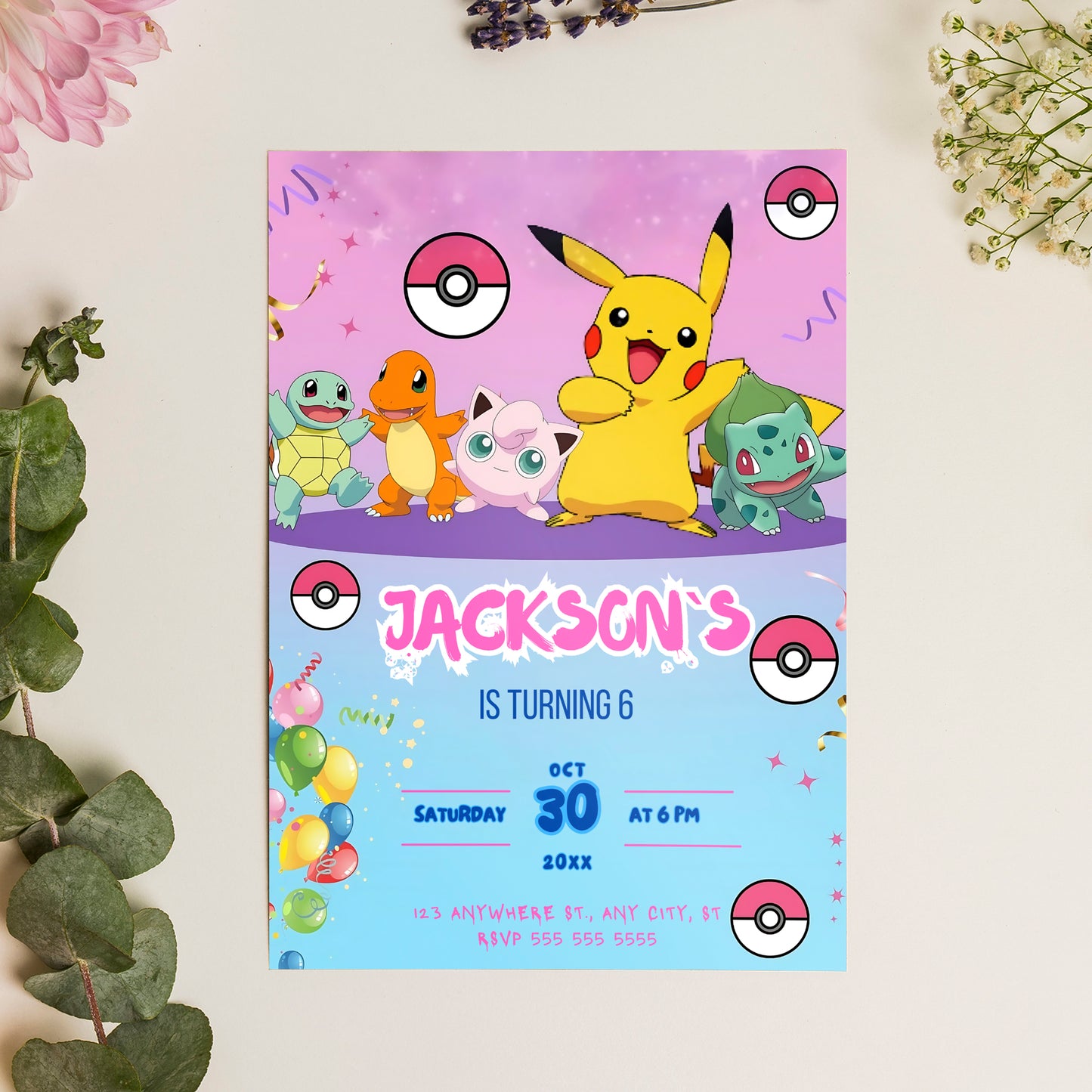 Pokemon Birthday Invitation Template - CreativeRino