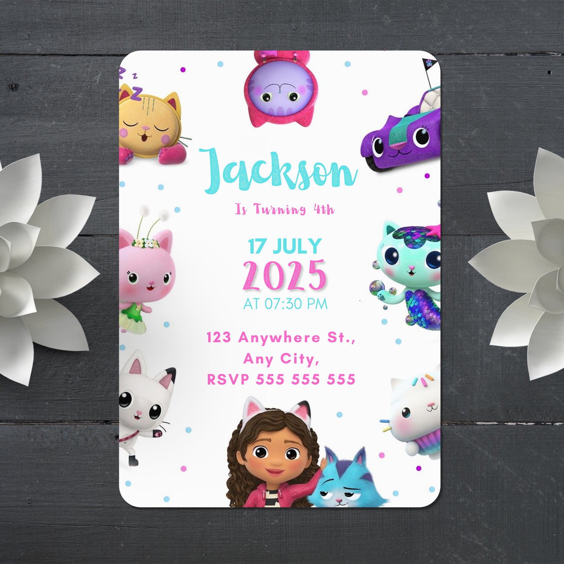 Gabby's Dollhouse Birthday Invitation Template - CreativeRino