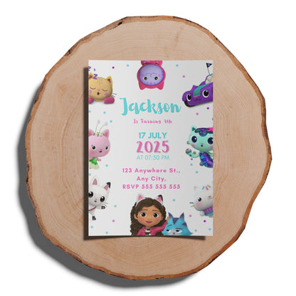 Gabby's Dollhouse Birthday Invitation Template - CreativeRino