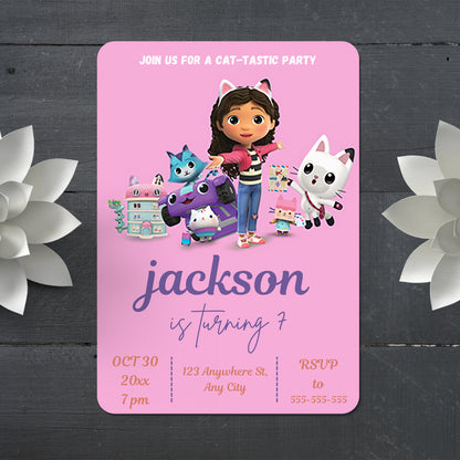 Gabby's Dollhouse Birthday Invitation Template - CreativeRino