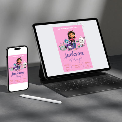 Gabby's Dollhouse Birthday Invitation Template - CreativeRino