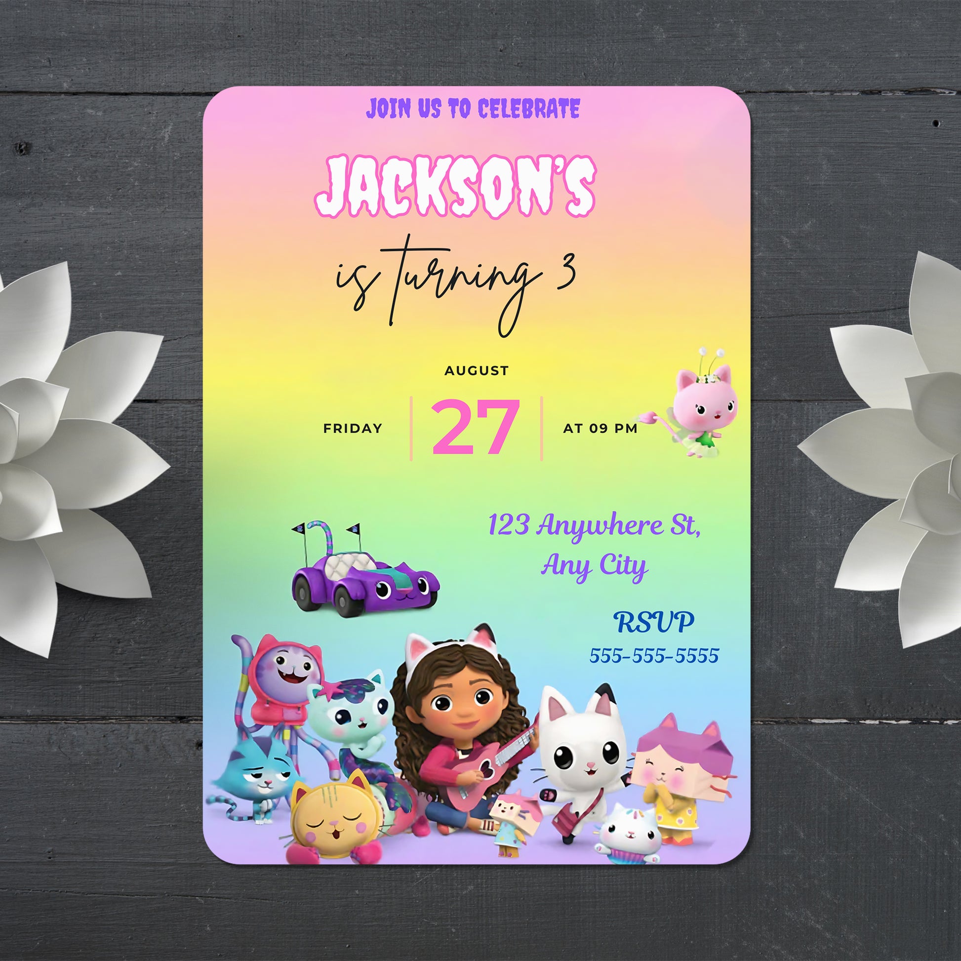 Gabby's Dollhouse Birthday Invitation Template - CreativeRino