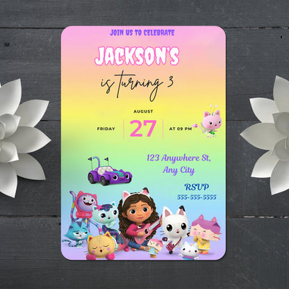 Gabby's Dollhouse Birthday Invitation Template - CreativeRino