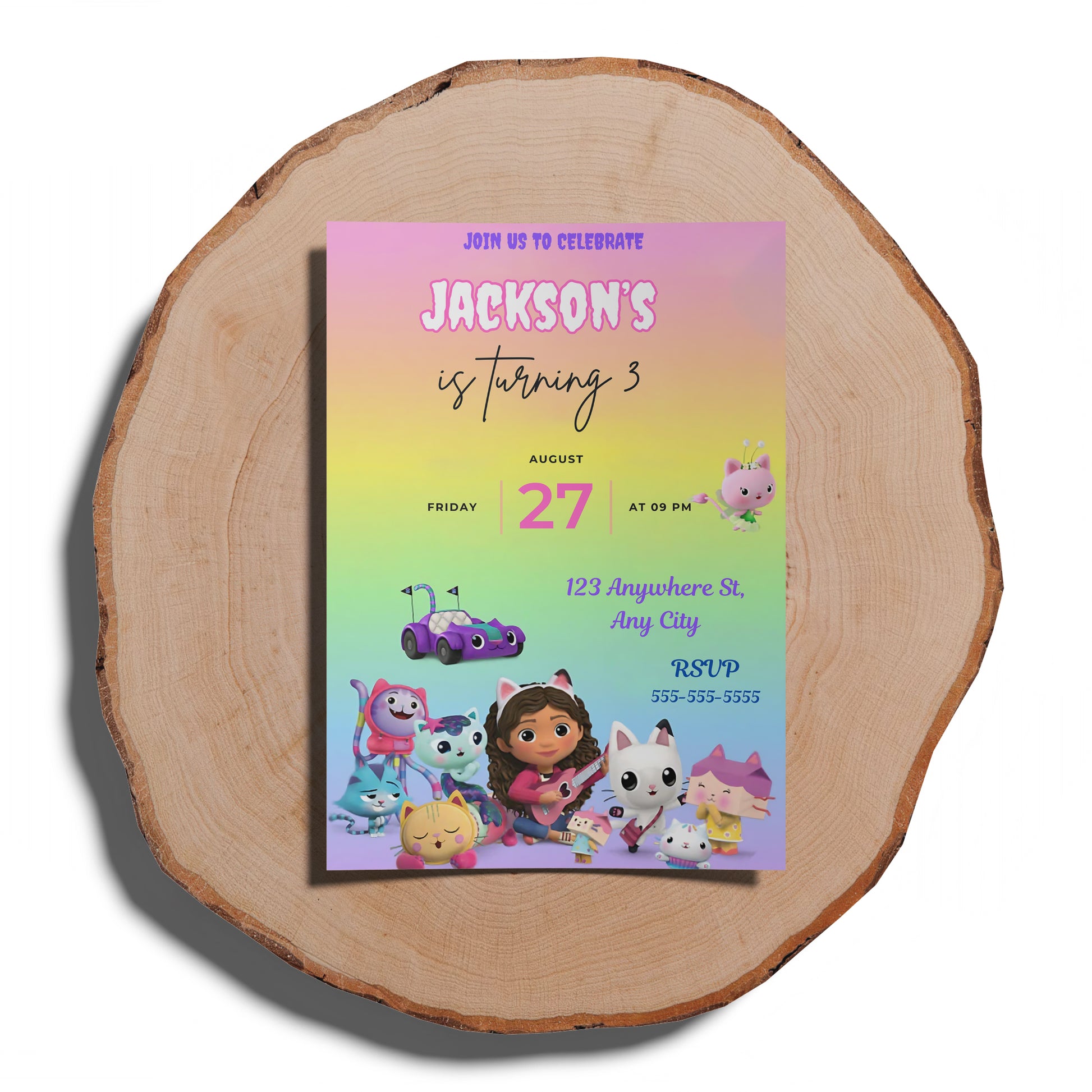 Gabby's Dollhouse Birthday Invitation Template - CreativeRino