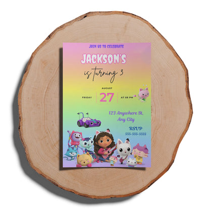 Gabby's Dollhouse Birthday Invitation Template - CreativeRino