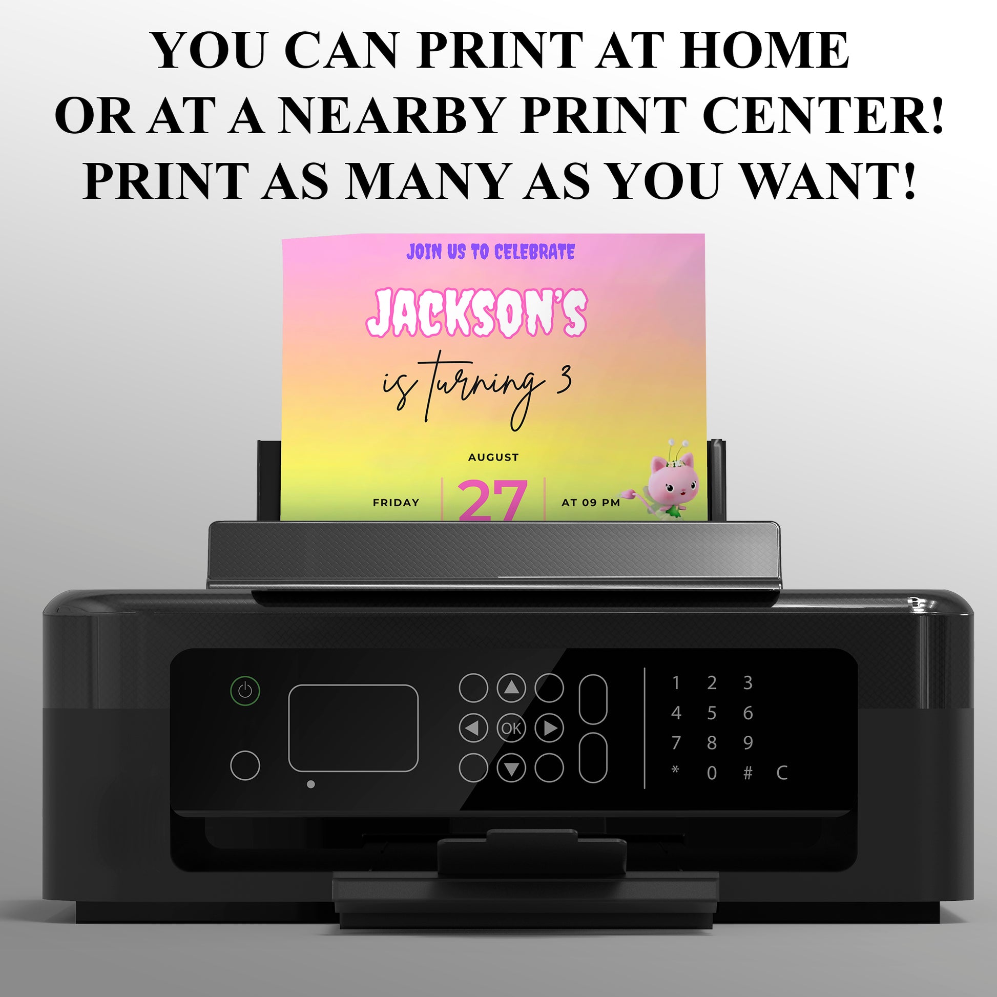 Gabby's Dollhouse Birthday Invitation Template - CreativeRino