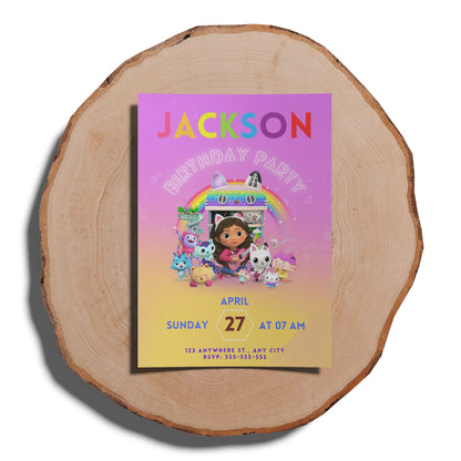 Gabby's Dollhouse Birthday Invitation Template - CreativeRino
