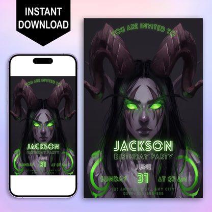 Demon Hunter Birthday Invitation Template - CreativeRino