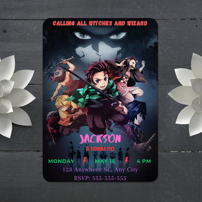 Demon Slayer Birthday Invitation Template - CreativeRino