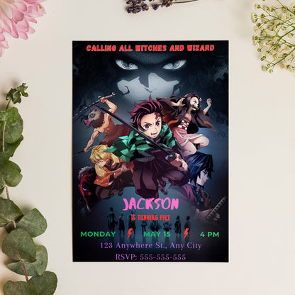 Demon Slayer Birthday Invitation Template - CreativeRino