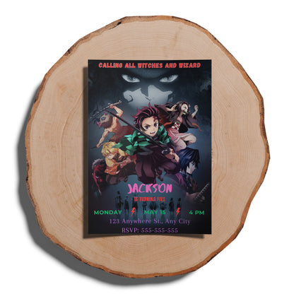 Demon Slayer Birthday Invitation Template - CreativeRino