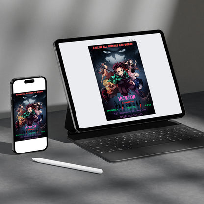 Demon Slayer Birthday Invitation Template - CreativeRino