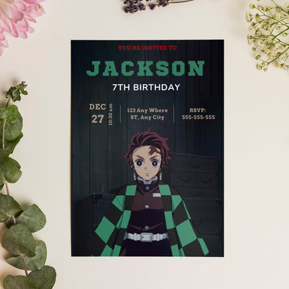 Demon Slayer Birthday Invitation Template - CreativeRino
