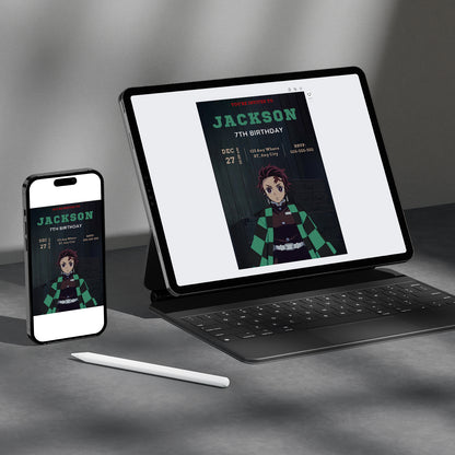 Demon Slayer Birthday Invitation Template - CreativeRino