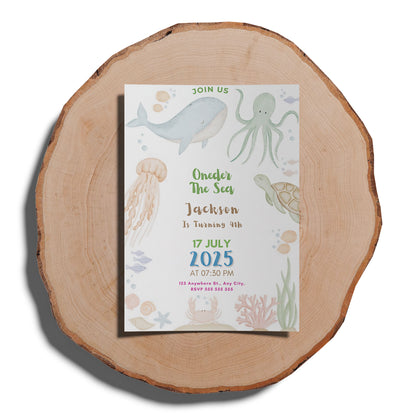 Oneder the Sea Birthday Invitation Template - CreativeRino