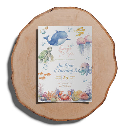 Oneder the Sea Birthday Invitation Template - CreativeRino