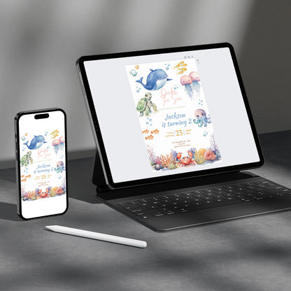 Oneder the Sea Birthday Invitation Template - CreativeRino