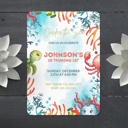 Oneder the Sea Birthday Invitation Template - CreativeRino